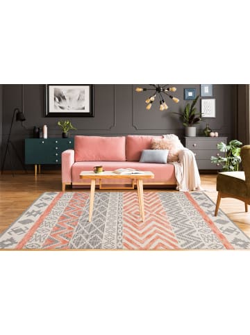 Arte Espina Kurzflor Teppich Ethnie 125 in grau - apricot - rechteckig