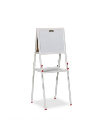 relaxdays Kinderstandtafel in Weiß - (B)55 x (H)102 - 135 x (T)52 cm