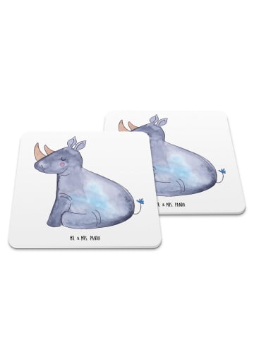Mr. & Mrs. Panda Bierdeckel Einhorn Nashorn ohne Spruch in Weiß