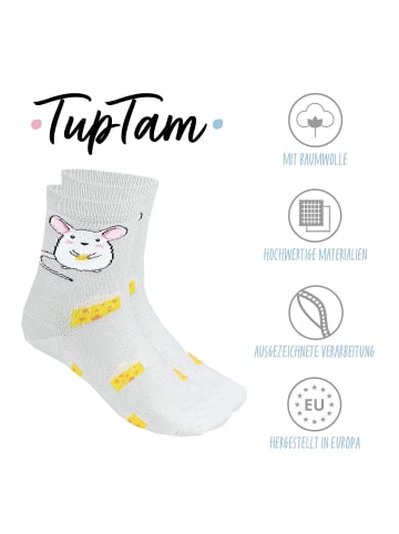 TupTam Kinder Socken Mädchen Jungen Bunt Gemustert 6er Pack in rosa/gelb