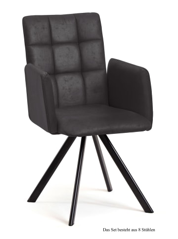 58 aufm Kessel ARMLEHNSTUHL (8er-Set) Dayle 52x91x60 Schwarz/Anthrazit