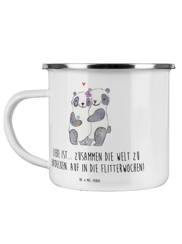 Mr. & Mrs. Panda Trinkbecher Liebe Flitterwochen mit Spruch in Weiß
