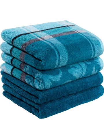Erwin Müller Jacquard Handtuch 4er-Pack Ludwigsburg in petrol