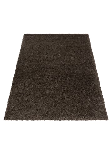 KADIMA DESIGN Teppich Hochflor Shaggy Uni Style Polypropylen Wohnzimmer in Braun