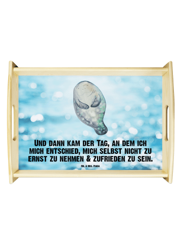 Mr. & Mrs. Panda Serviertablett Seekuh Happy mit Spruch in Oceanblue