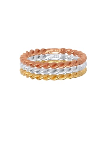 Elli Ring 925 Rosegold Kugel, Bi Color_Tri Color, Ring Set in Silber