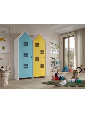 58 aufm Kessel REGALSCHRANK Set Kania 115x37x171 MDF Weiß /Bunt