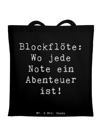 Mr. & Mrs. Panda Baumwollbeutel Spruch Abenteuer Blockflöte mit ... in Schwarz
