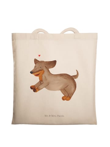 Mr. & Mrs. Panda Canvas Tasche Hund Dackel ohne Spruch in Creme
