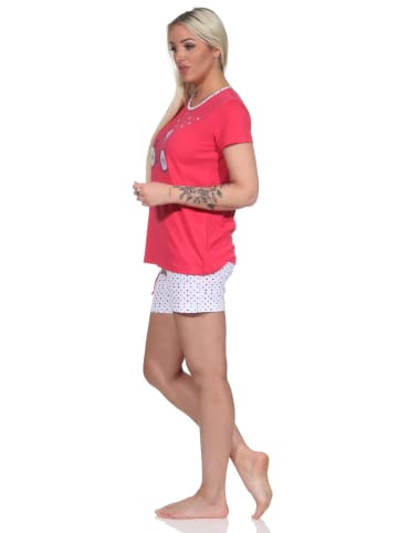 NORMANN kurzarm Shorty Schlafanzug Pünktchen - 74748 in rot