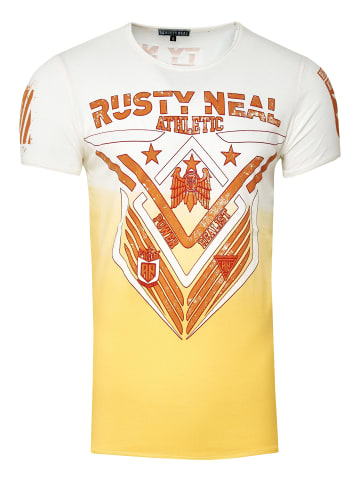 Rusty Neal Rundhals T-Shirt mit Front-Print in Gelb