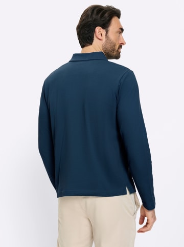 WITT WEIDEN Langarm-Poloshirt in dunkelblau