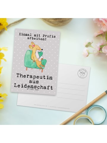 Mr. & Mrs. Panda Einzelkarte Therapeutin Leidenschaft mit Spruch in Grau Pastell