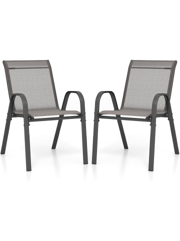 COSTWAY 2er Set Gartenstühle 56x70x84cm in Grau