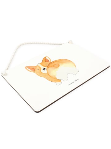 Mr. & Mrs. Panda Holzschild Corgi Po ohne Spruch in Weiß