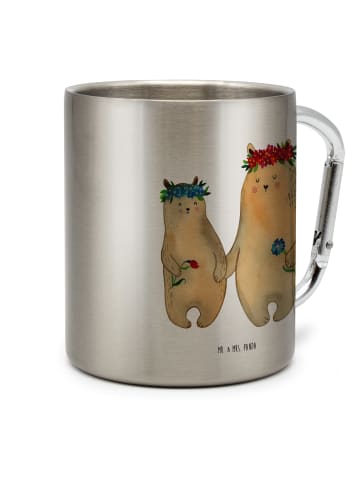 Mr. & Mrs. Panda Becher Aus Edelstahl Bären mit Blumenkranz ohne... in Silber