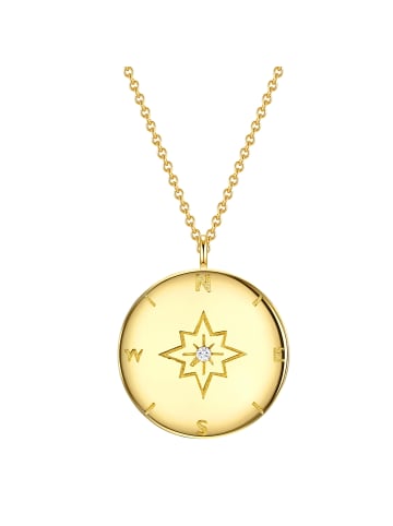 Lulu & Jane Diamant-Kette Kompass Sterling Silber Diamant in gelbgold