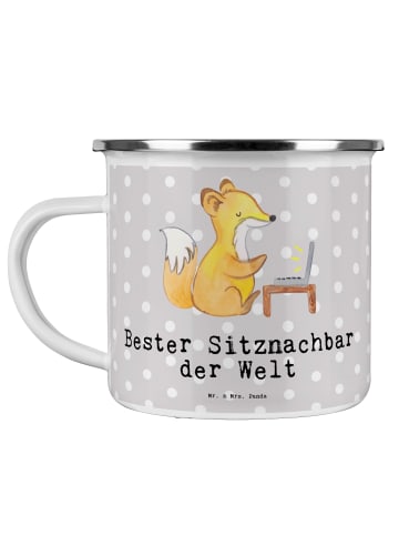 Mr. & Mrs. Panda Tasse Fuchs Bester Sitznachbar der Welt mit Spruch in Grau Pastell