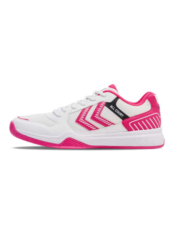 Hummel Schnürsenkel Sneaker All Court Innenbereich Damen in BRIGHT WHITE/RASPBERRY SORBET