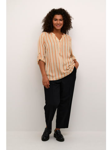 KAFFE curve Langarm-Bluse KCsida in Feather Gray / Melon Stripe