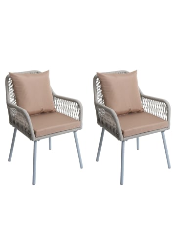 MCW 2er-Set Gartenstuhl O12, Hellgrau, Bezug taupe
