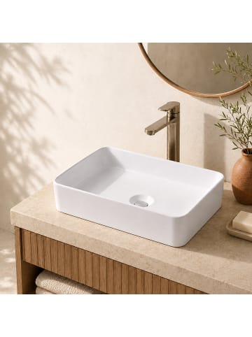 relaxdays Waschbecken in Weiß - (B)50 x (H)11 x (T)35 cm