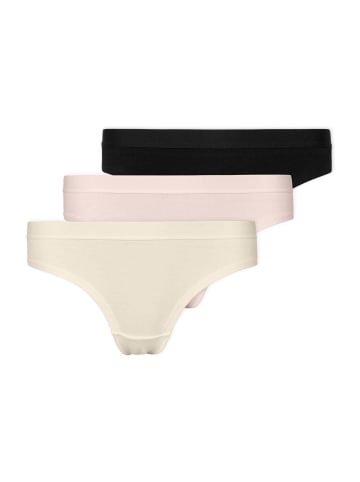 SNOCKS Brazilian Slips mit Gummibund aus Bio-Baumwolle 3 Stück in Mix (Hellbeige/Rose/Schwarz)