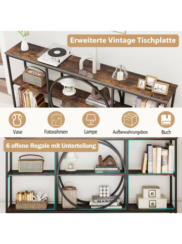 COSTWAY Konsolentisch schmal 180 x 30 x 90cm in Braun