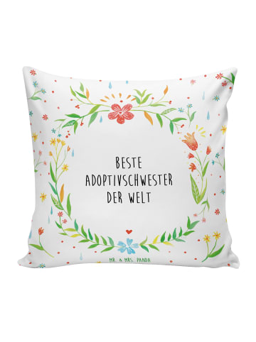 Mr. & Mrs. Panda Kissen Adoptivschwester mit Spruch in Weiß