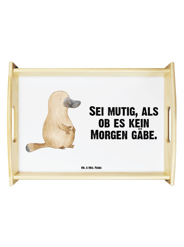 Mr. & Mrs. Panda Tablett Schnabeltier Mut mit Spruch in Weiß