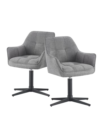 DUBI Möbel 2er-Set: Drehstuhl THOMAS-KIRA in Grau - (B)61 x (H)81 x  (T)62 cm