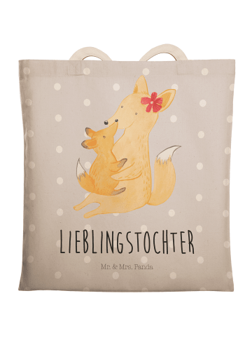 Mr. & Mrs. Panda Tote Bag Fuchs Mama mit Spruch in Grau Pastell