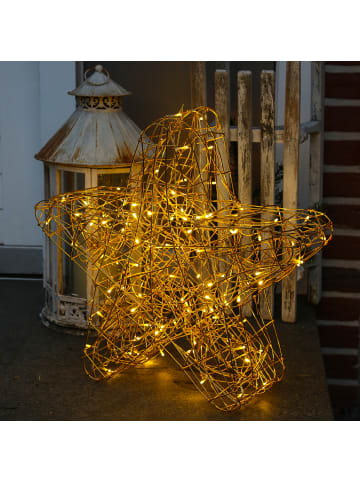 MARELIDA LED Stern Leuchtstern Drahtstern für Außen H: 60cm in gold