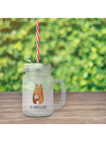 Mr. & Mrs. Panda Blümchentailglas Bär Vermissen mit Spruch in Transparent
