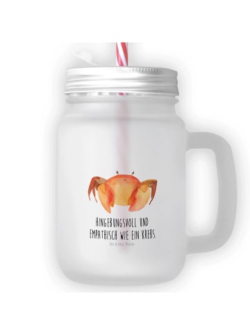 Mr. & Mrs. Panda Trinkglas Mason Jar Sternzeichen Krebs mit Spruch in Transparent
