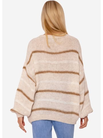 SASSYCLASSY Oversize Strick-Pullover in Hellbeige, Camel, Offwhite