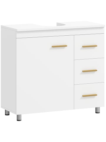 HOMCOM Badezimmerschrank in Weiß 70L x 30B x 65H cm