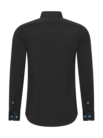 Rusty Neal Business Hemd Slim Fit Premium Cotton-Stretch in Schwarz / Türkis
