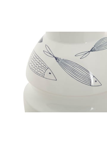 Mauro Ferretti Weiße Keramikvase mit Fischmotiv, Ø 15 x 24 cm