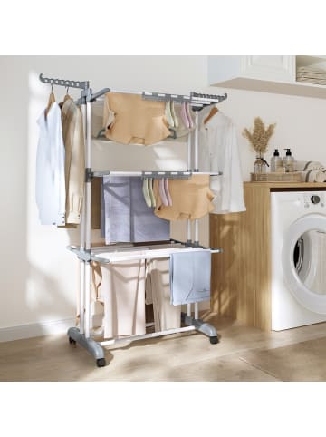 SONGMICS Wäscheständer Bunji in Wolkenweiß - (B)64.2 x (H)169.2 x (T)126.6 cm
