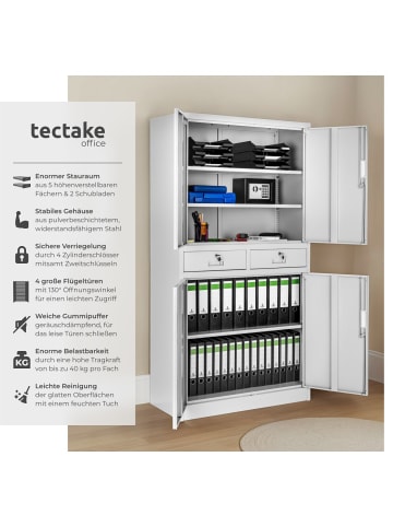 tectake Büroschrank Cosmo mit 2 Schubfächern 40x80x180cm