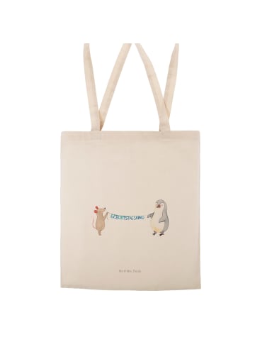 Mr. & Mrs. Panda Tote Bag Maus Pinguin Geburtstag ohne Spruch in Creme