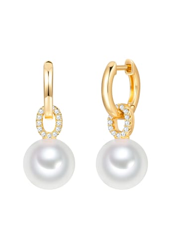 Lulu & Jane Ohrringe aus Messing mit Glasperle in weiß