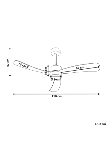 Beliani Deckenventilator mit Licht PRASLIN in Weiß - (W) 110 x (H) 47 x (L) 110 cm