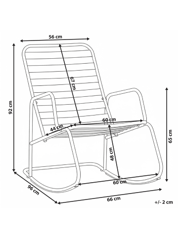 Beliani Schaukelstuhl TURI in Weiß - (W) 66 x (H) 92 x (L) 96 cm