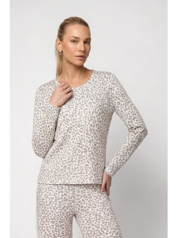 monari Langarmshirt mit Leomuster in Taupe Gemustert