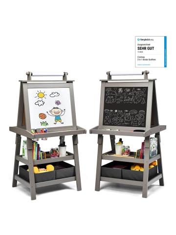 COSTWAY 3 in 1 Staffelei in Grau