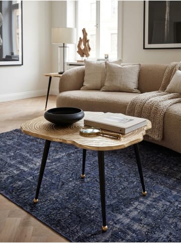 KADIMA DESIGN Moderner Couchtisch - Schwarz/Gold, Baumscheiben-Look aus Aluminium