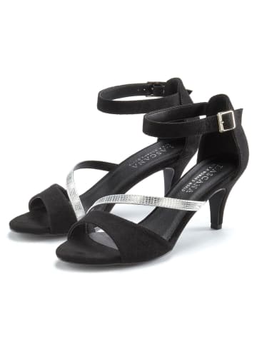 LASCANA Sandalette in schwarz-silberfarben