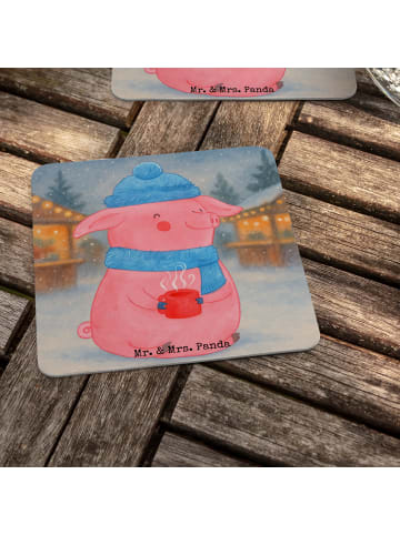 Mr. & Mrs. Panda Bierdeckel Schwein Glühwein Design ohne Spruch in Weiß